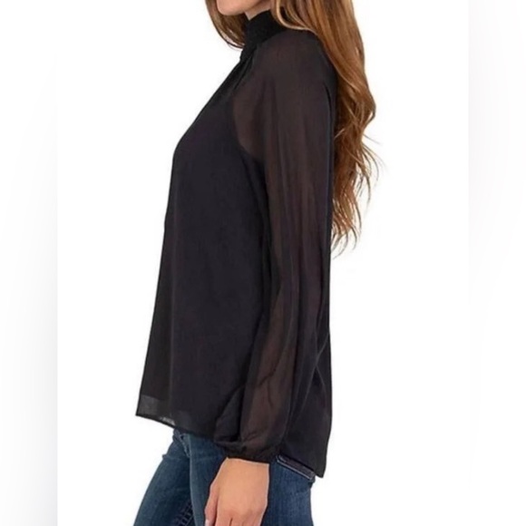 NWT Joie Black Smocked Neck Top - Picture 2 of 13